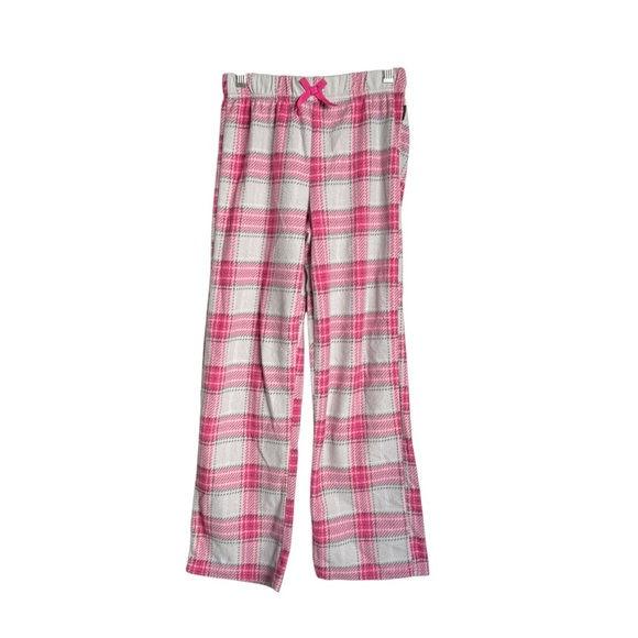 4/$25 Eddie Bauer Girls Pink Plaid 2 Piece Pajama Set Size Medium Fleece Pants - Picture 6 of 11